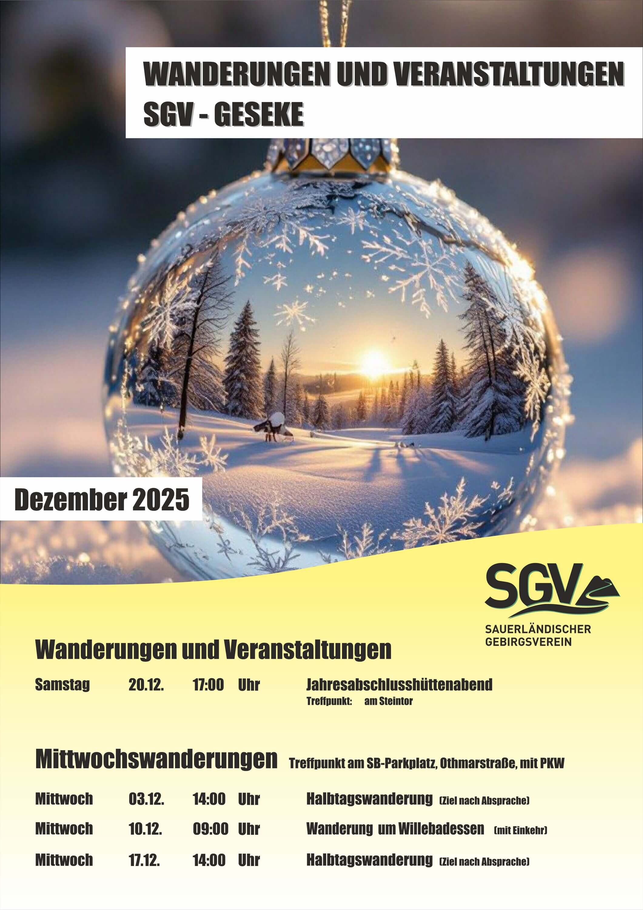 Dezember 2025 - Wanderungen und Termine