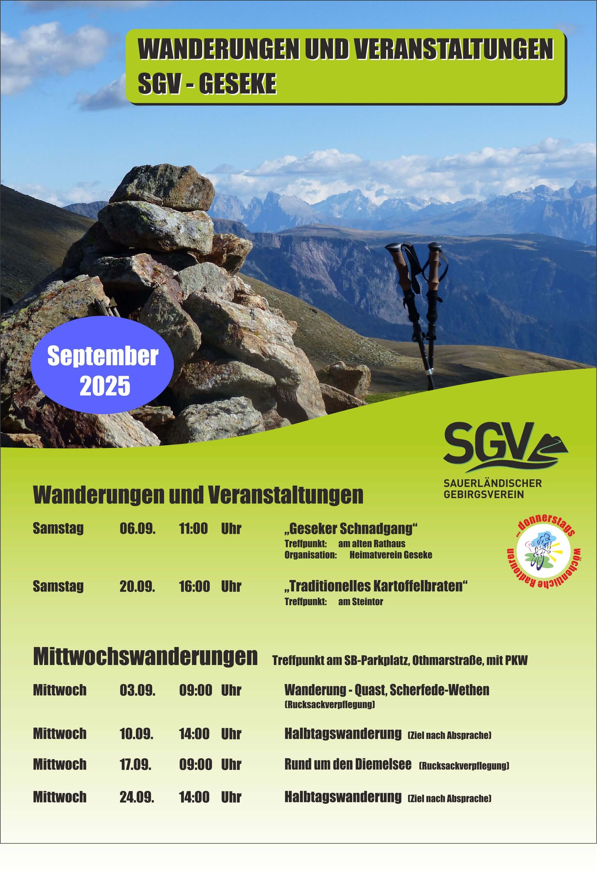 September 2025 - Wanderungen und Termine