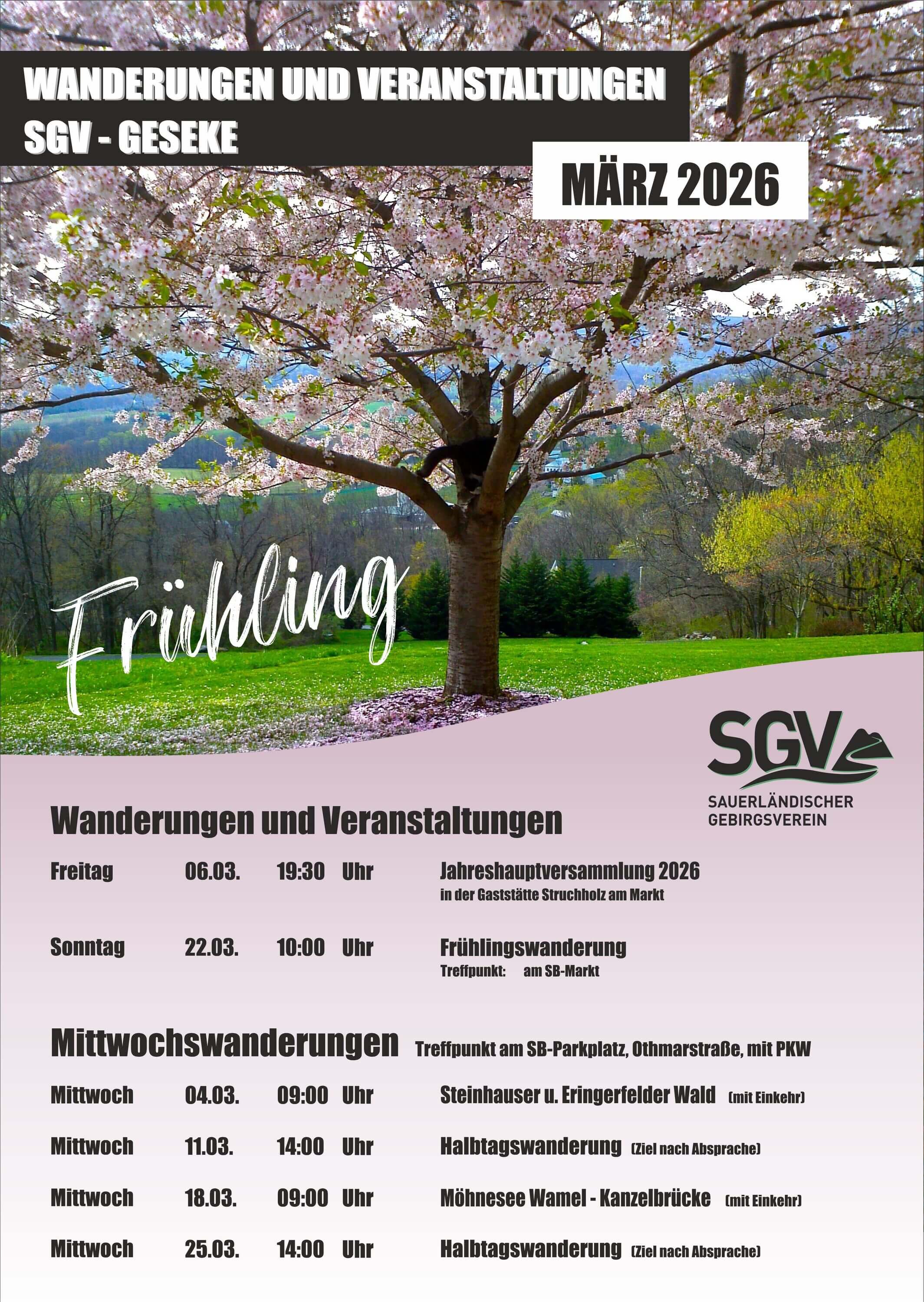 März 2026 - Wanderungen und Termine