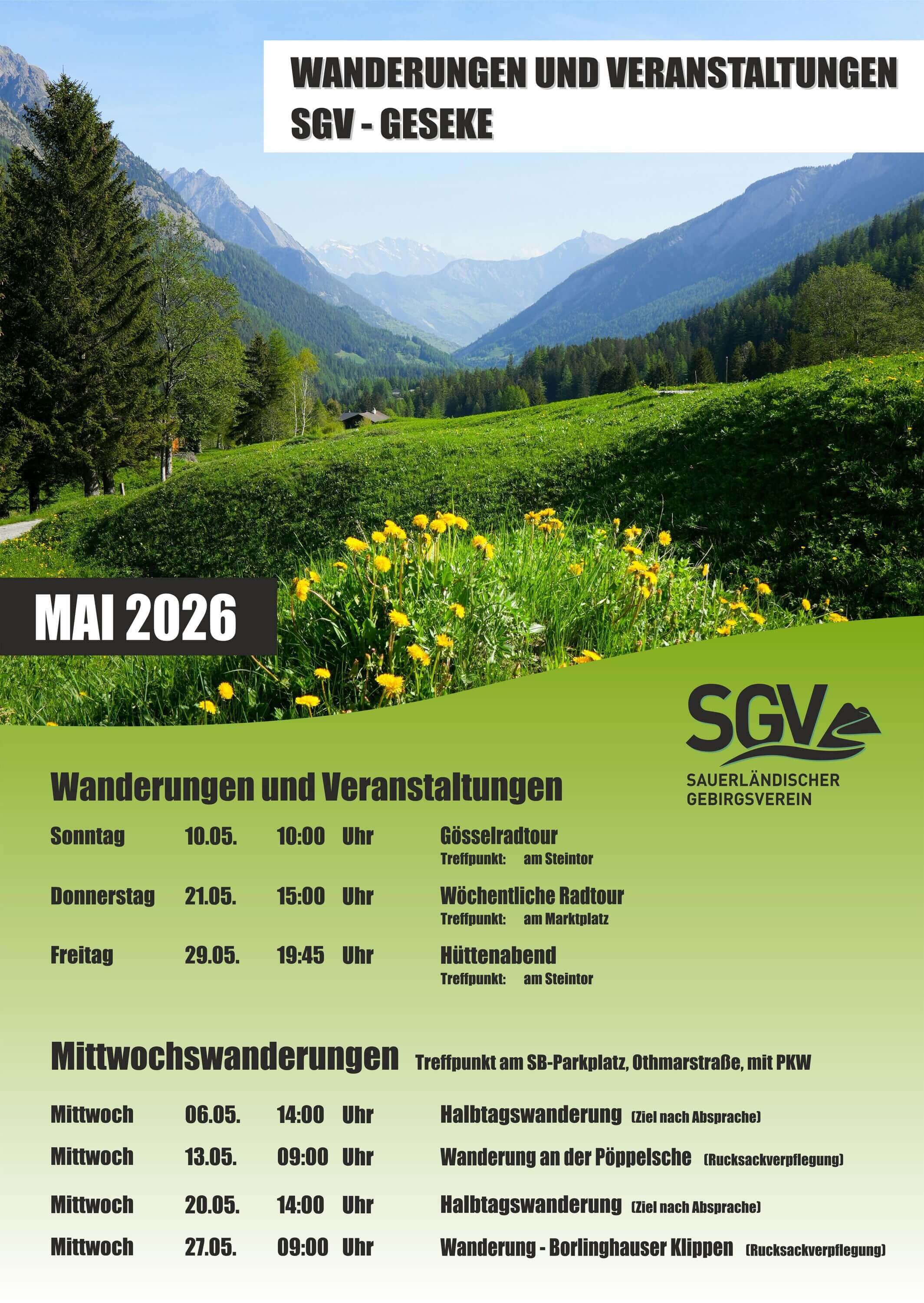 Mai 2026 - Wanderungen und Termine