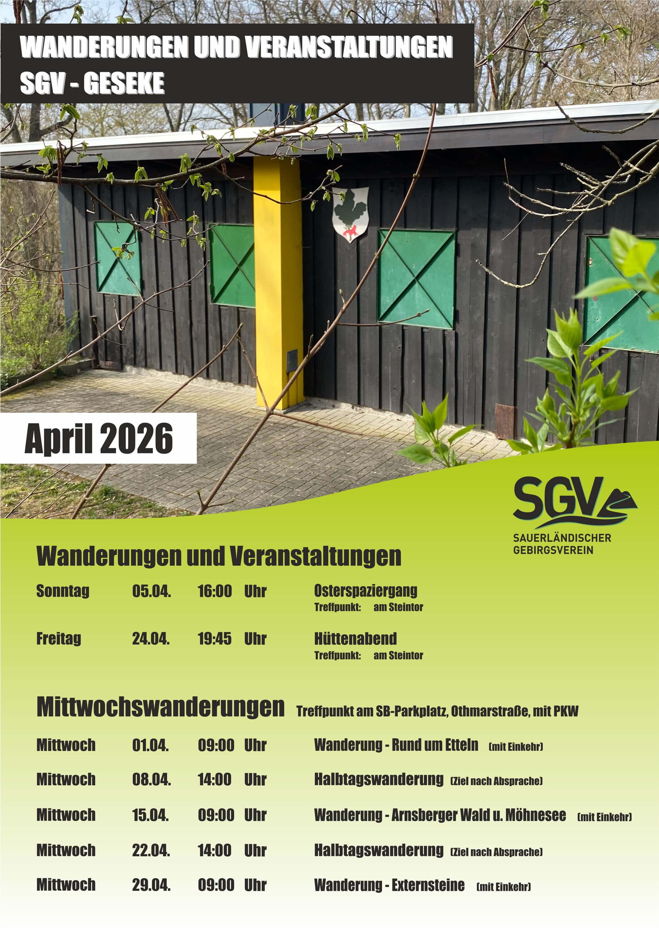 April 2026 - Wanderungen und Termine