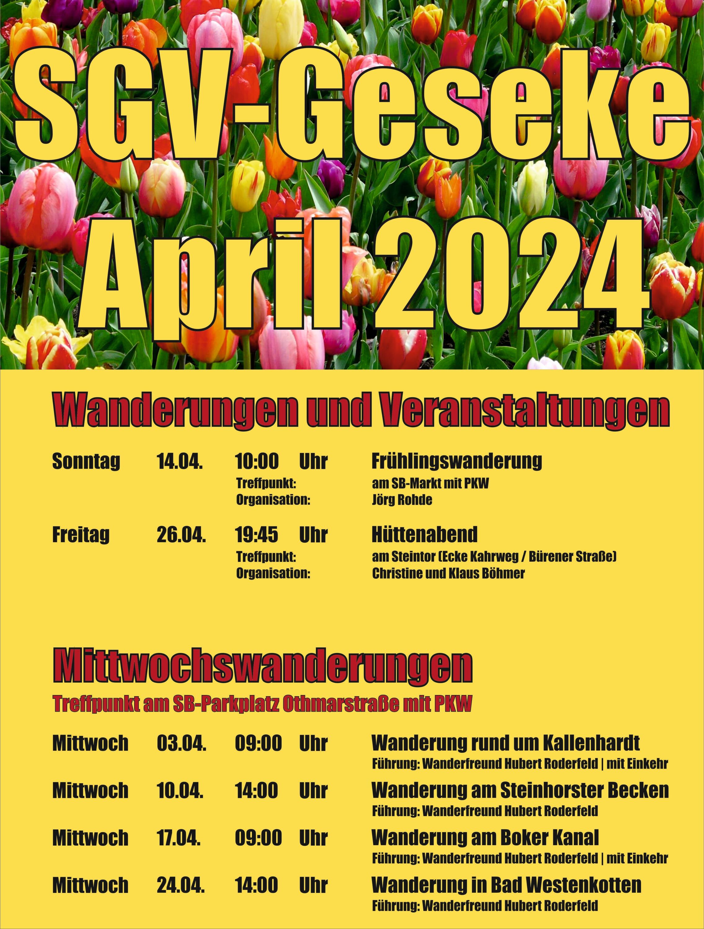 April 2024 - Wanderungen und Termine