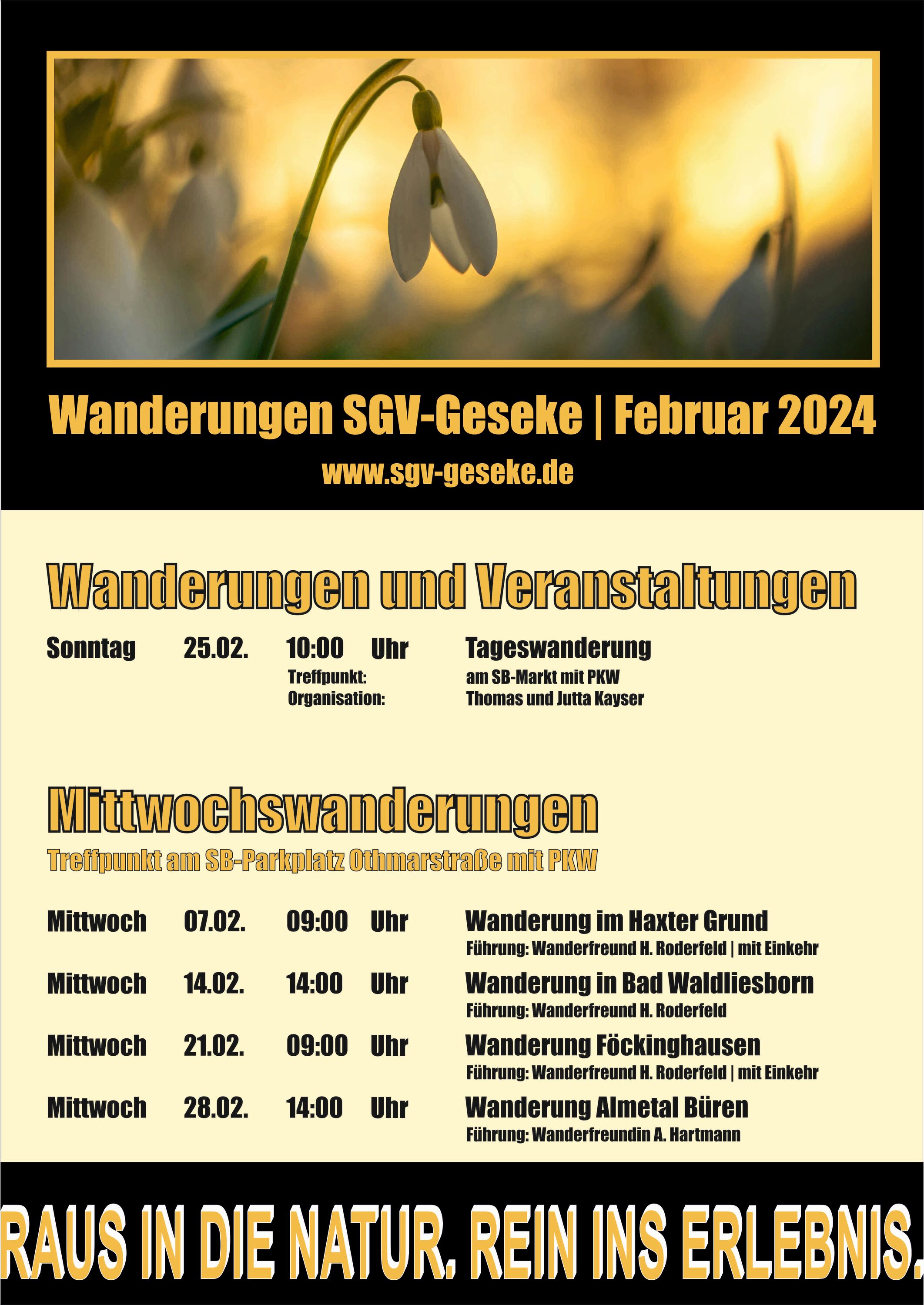 Februar 2024 - Wanderungen und Termine