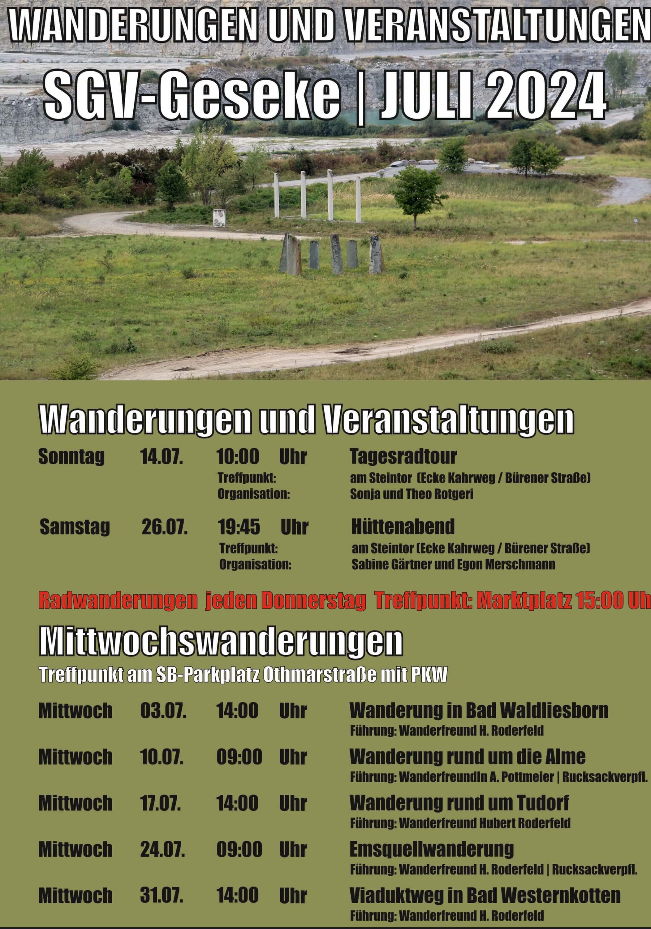 Juli 2024 - Wanderungen und Termine